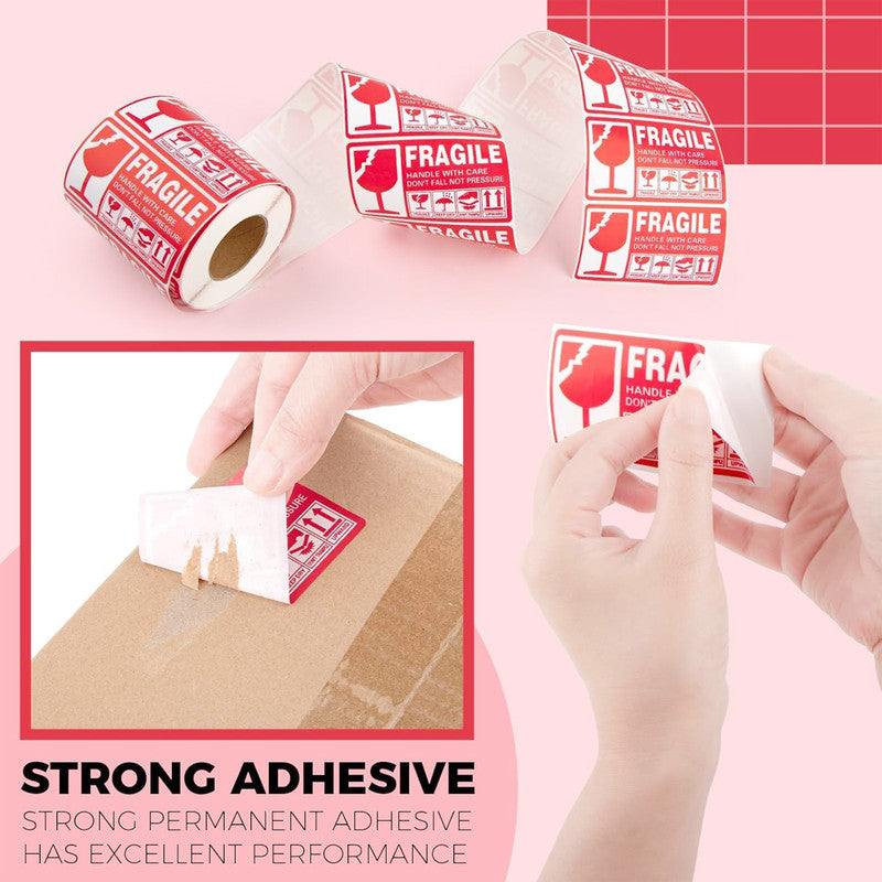 NUOVI Fragile Sticker, (300 Stickers, Red)