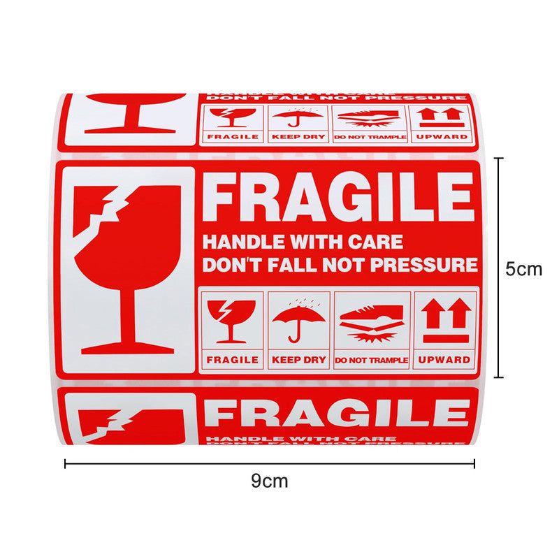 NUOVI Fragile Sticker, (300 Stickers, Red)
