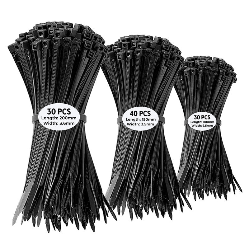 NUOVI Black Zip Ties Assorted (Set of 100)