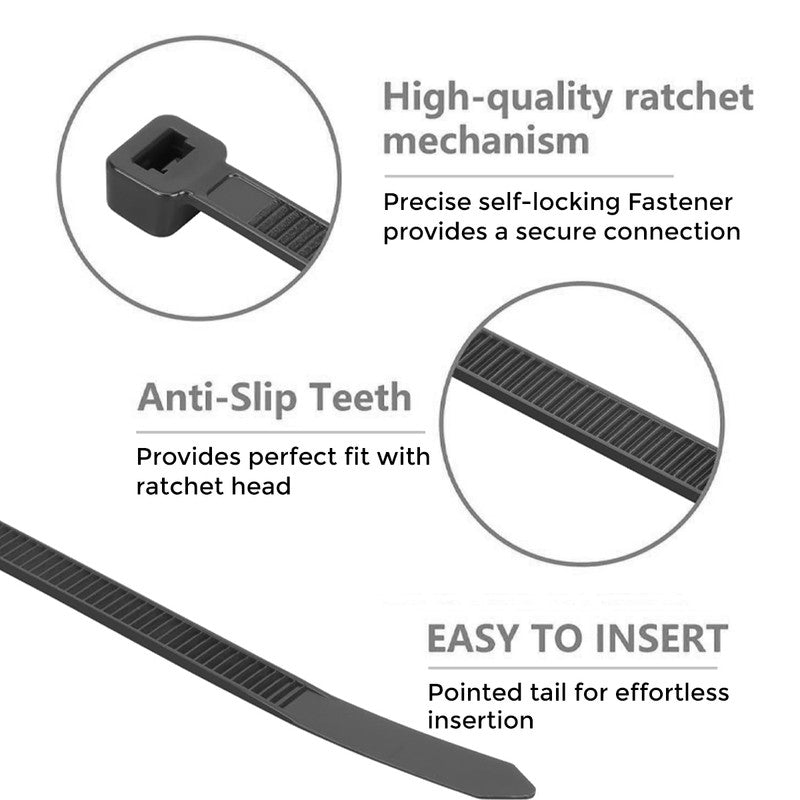 NUOVI Black Zip Ties 100mm (Set of 100)