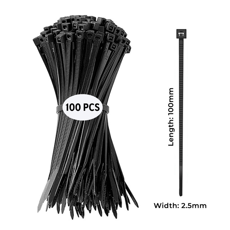 NUOVI Black Zip Ties 100mm (Set of 100)