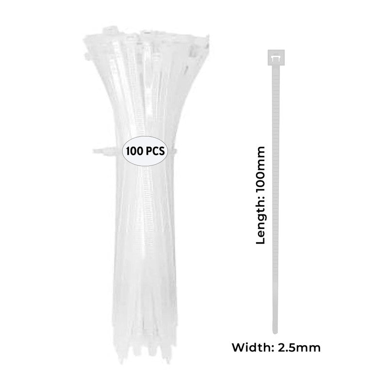 NUOVI White Zip Ties 100mm (Set of 100)