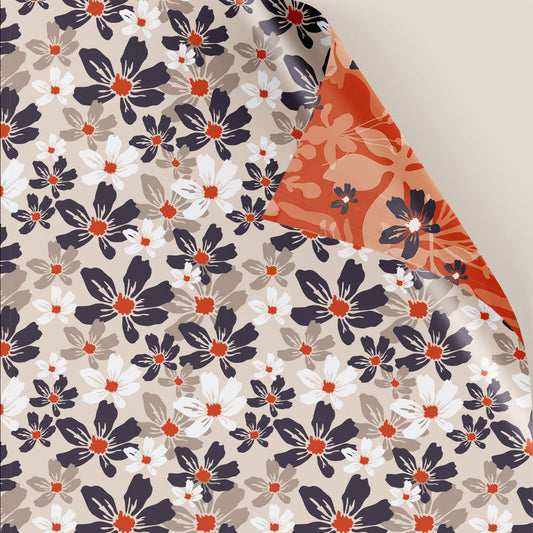 PaperPep Red & Light Grey Flowers Double Sides Print Gift Wrapping Paper 19"X29" Pack of 10 Sheets