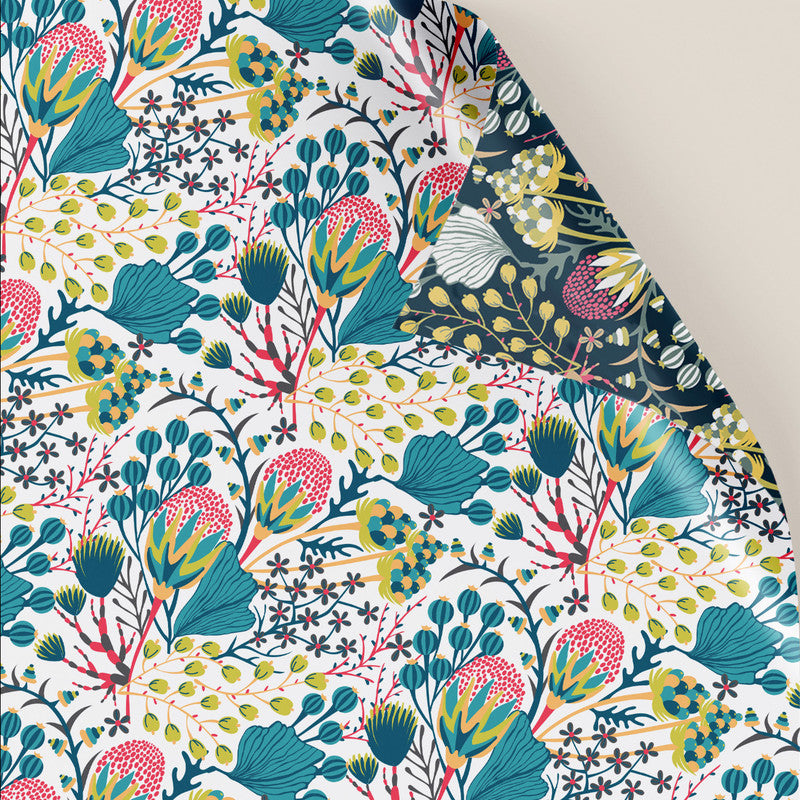 PaperPep Green & White Coral Floral Double Sides Print Gift Wrapping Paper 19"X29" Pack of 10 Sheets