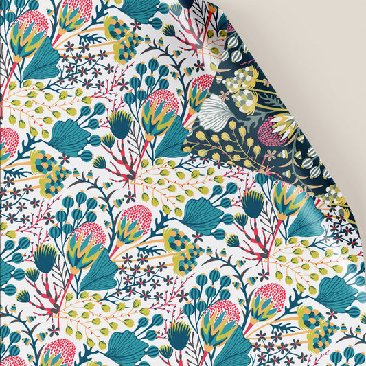 PaperPep Green & White Coral Floral Double Sides Print Gift Wrapping Paper 19"X29" Pack of 10 Sheets