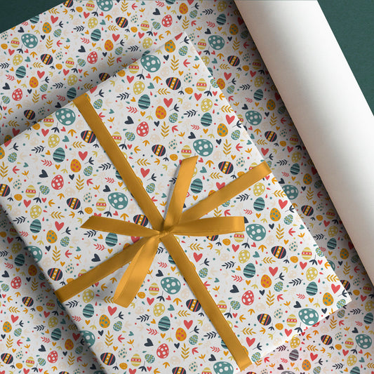 PaperPep White Multiple Eggs Print Gift Wrapping Paper 19"X29" Pack of 10 Sheets