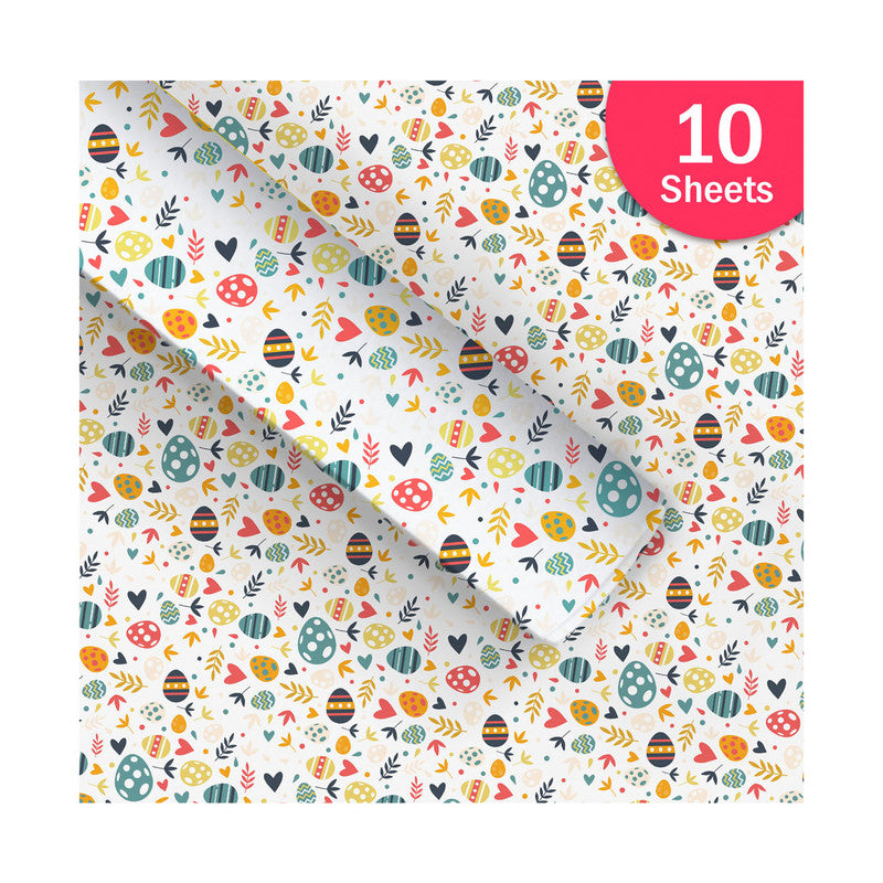 PaperPep White Multiple Eggs Print Gift Wrapping Paper 19"X29" Pack of 10 Sheets