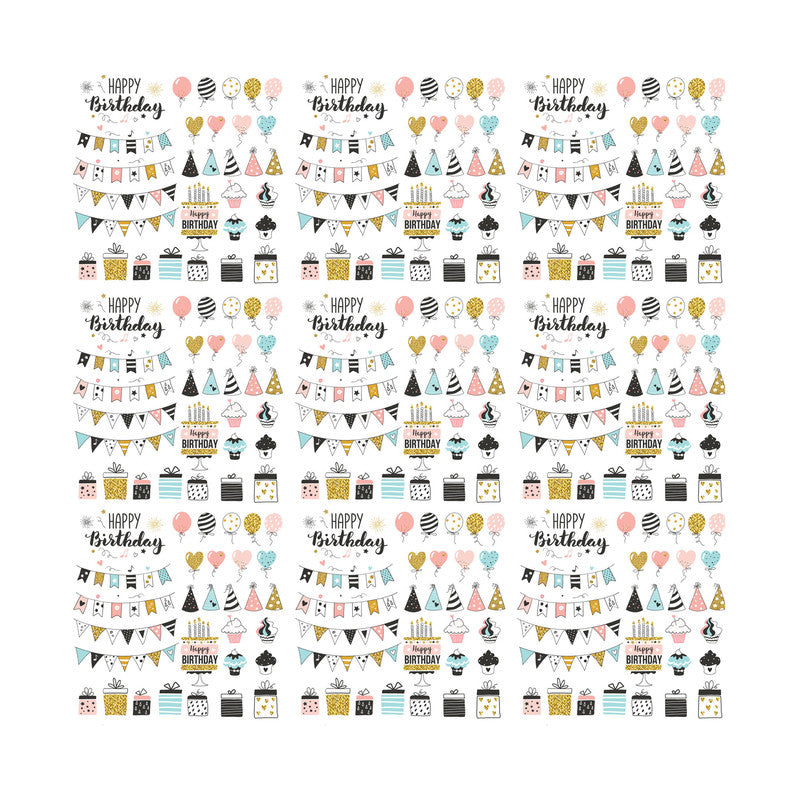 PaperPep White Birthday Print Gift Wrapping Paper 19"X29" Pack of 10 Sheets