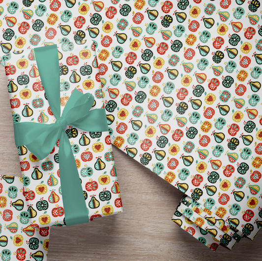 PaperPep White Pears Print Gift Wrapping Paper 19"X29" Pack of 10 Sheets