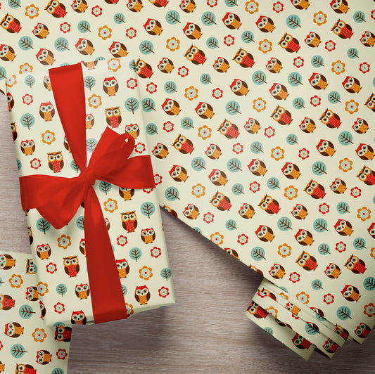 PaperPep Yellow Owl Print Gift Wrapping Paper 19"X29" Pack of 10 Sheets