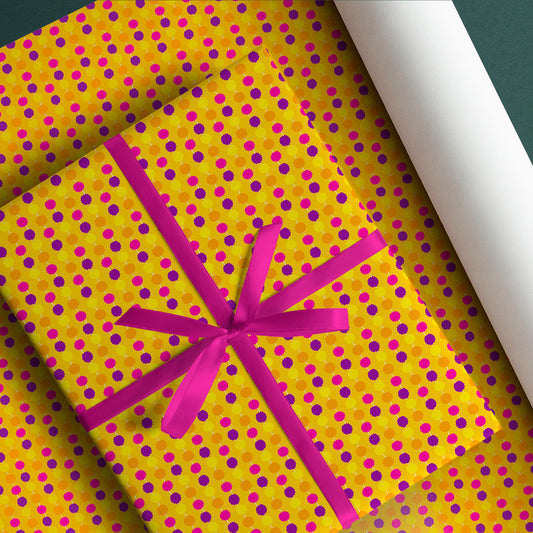 PaperPep Yellow Traditional Festive Print Gift Wrapping Paper 19"X29" Pack of 10 Sheets