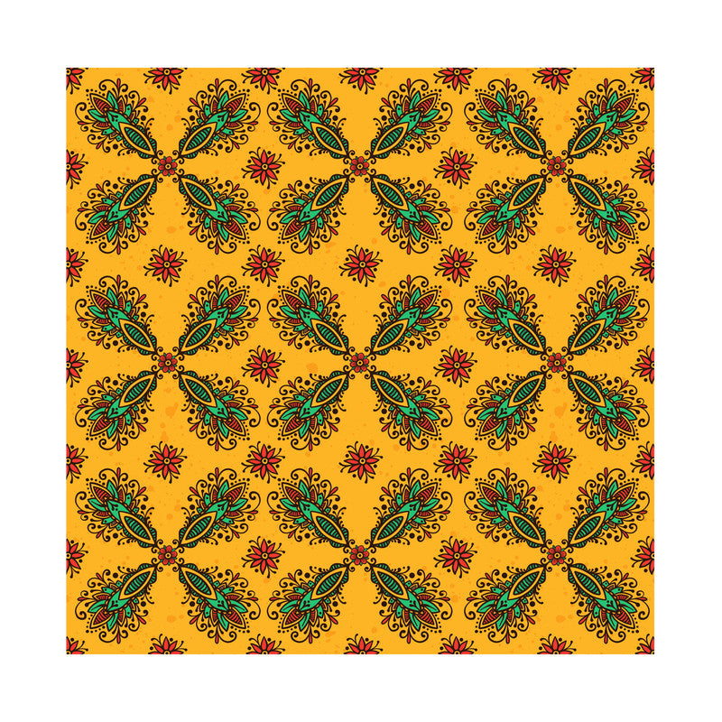 PaperPep Yellow Traditional Festive Mandala Print Gift Wrapping Paper 19"X29" Pack of 10 Sheet