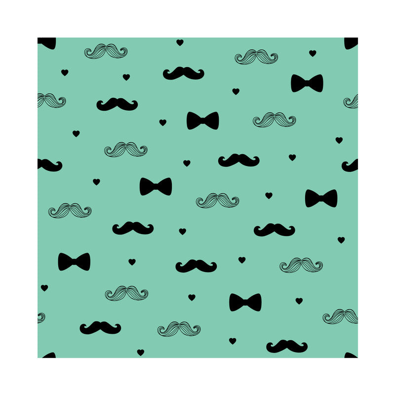 PaperPep Green Moustache Print Gift Wrapping Paper 19"X29" Pack of 10 Sheets