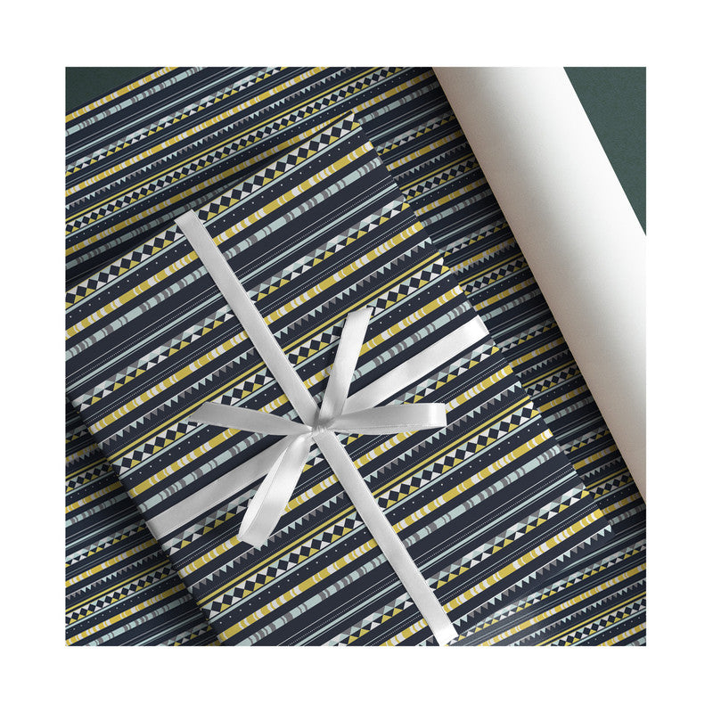 PaperPep Dark Blue Lines Print Gift Wrapping Paper 19"X29" Pack of 10 Sheets