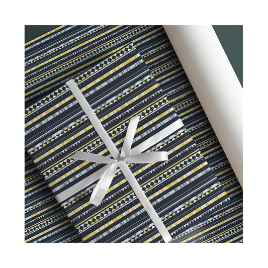 PaperPep Dark Blue Lines Print Gift Wrapping Paper 19"X29" Pack of 10 Sheets