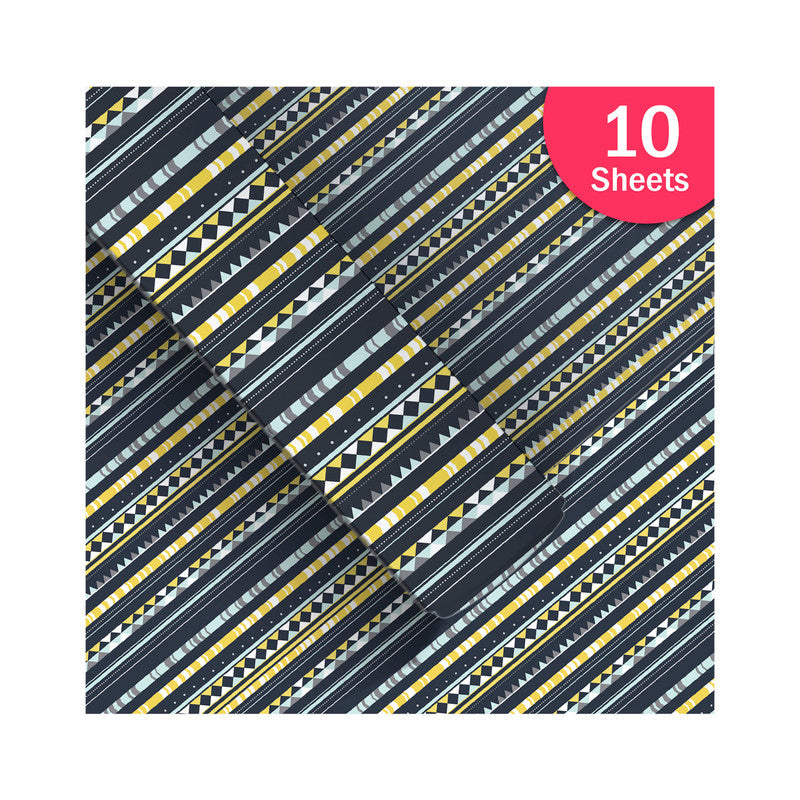 PaperPep Dark Blue Lines Print Gift Wrapping Paper 19"X29" Pack of 10 Sheets