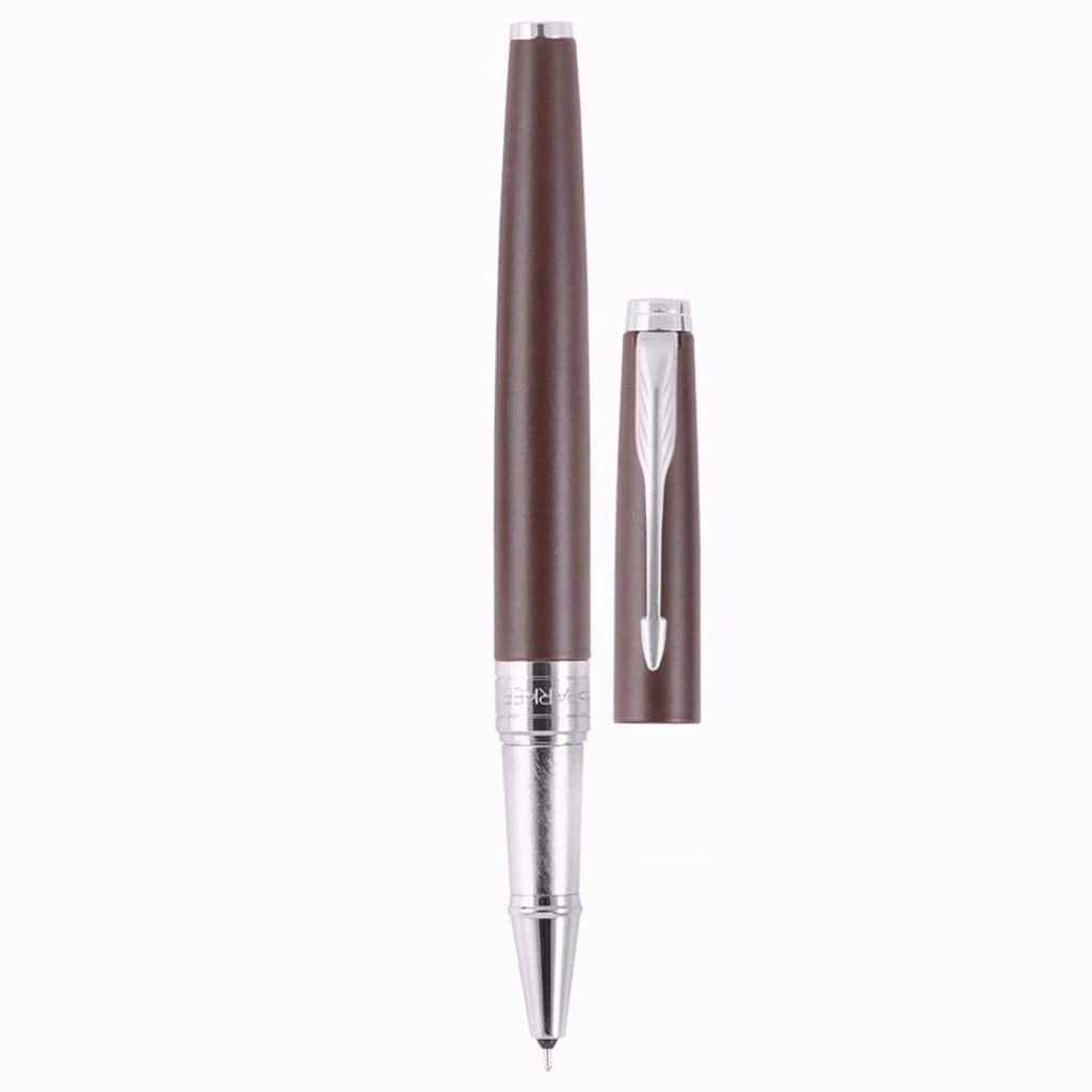 Parker Premium Aster Matte Brown Chrome Trim Roller Ball Pen, Blue Ink, Pack Of 1