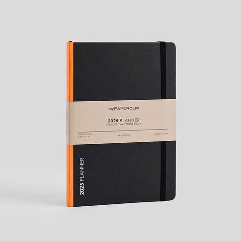 myPAPERCLIP 2023 Weekly Planner, Section Thread Bound, Hand Drawn Hard Back , A5 (148 x 210 mm, 5 x 8.27 in), Orange