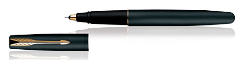 Parker Frontier Matte Black Gold Trim Roller Ball Pen With Wallet Gift Set - Blue Ink, Pack Of 1