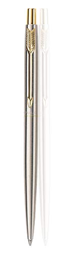 Parker Classic Stainless Steel Gold Trim Ball Pen - Blue Ink, Pack Of 1