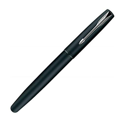 Parker Frontier Matte Black Chrome Trim Roller Ball Pen - Blue Ink, Pack Of 1