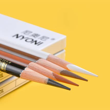 Ondesk Artics Artists' Fine Art Charcoal Drawing Medium Pencil Combo|1Black, 1White, 1Light Brown & 1Dark Brown For Artists', Professionals & Students|Ideal For Drawing, Sketching & Shading|Pack of 4