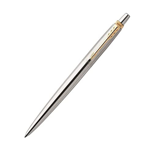 Parker Jotter Stainless Steel Gold Trim Ball Pen with Blue Houndstooth Diary - Blue Ink, Pack Of 1