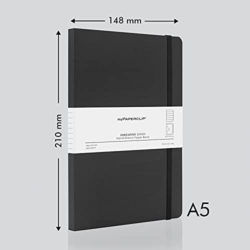 Mypaperclip Executive Series Notebook, A5 (148X 210mm, 5.83 X 8.27 In.) Ruled, Esx192A5-R Black