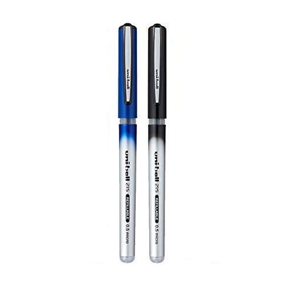 Uni-ball UB 215 Refillable Liquid Ink 0.5 mm Micro Roller Ball Pen Combo Set (1 Blue Ink + 1 Black Ink)