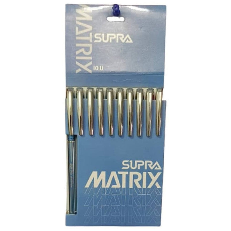 Supia Matrix 0.7mm Ball Point Pen Card Pack | Blue Ink, Set Of 10
