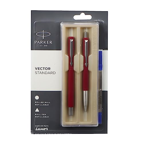 Parker Fn Vector Fountain Pen With Ball Pen Red
