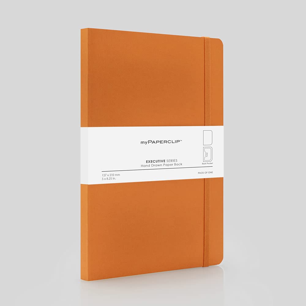 Mypaperclip Executive Series Notebook, Medium (127 X 210Mm, 5 X 8.25 In.) Plain, Esx192M-P Orange