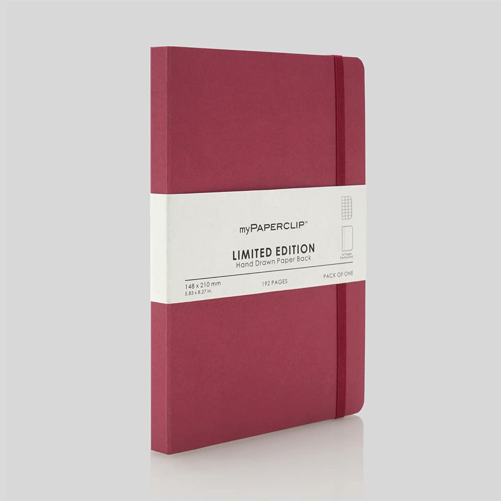 Mypaperclip Limited Edition Notebook, A5 (148 X 210 Mm, 5 .83 X 8.27 In.) Checks Lep192A5-C - Raspberry