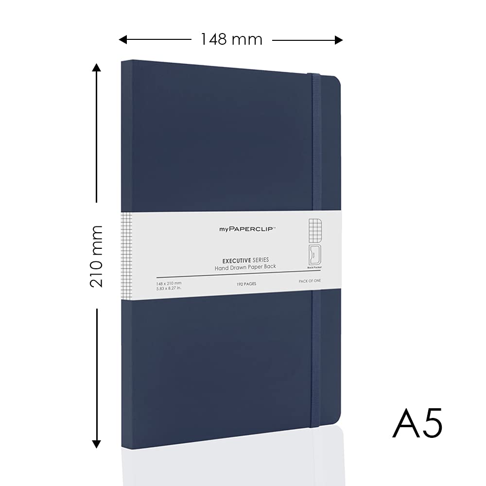 Mypaperclip Executive Series Notebook, A5 (148 X 210Mm, 5.83 X 8.27 In.) Checks, Esx192A5-C Blue