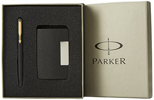 Parker Fn Vector M Black Fountain Pen Gold With Card Holder
