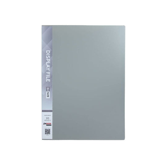 Ondesk Essentials B4 Presentation Display Book Plastic File 20 Pockets (Grey, Pack of 1)