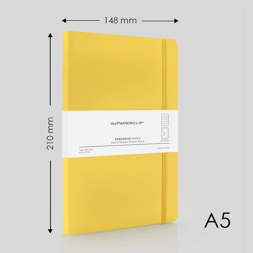 Mypaperclip Executive Series Notebook, A5 (148X 210Mm, 5.83 X 8.27 In.) Ruled, Esx192A5-R Yellow