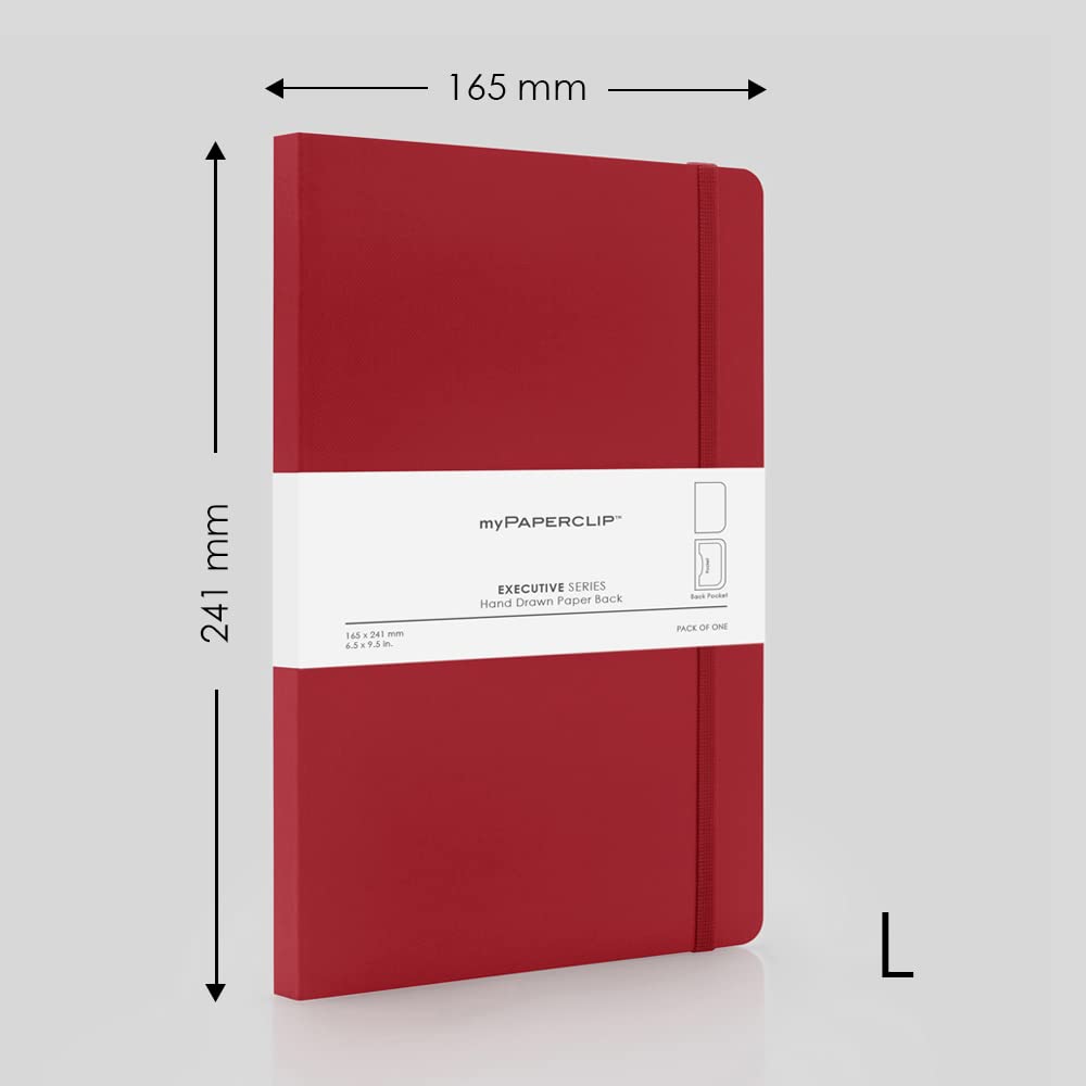 Mypaperclip Executive Series Notebook, Large (165 X 241 Mm, 6.5 X 9.5 In.) Plain, Esx192L-P Red