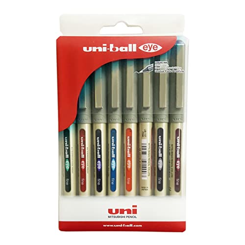 Uni-ball Eye UB 157 Roller Ball Pen Wallet (Assorted Color, Pack of 8)