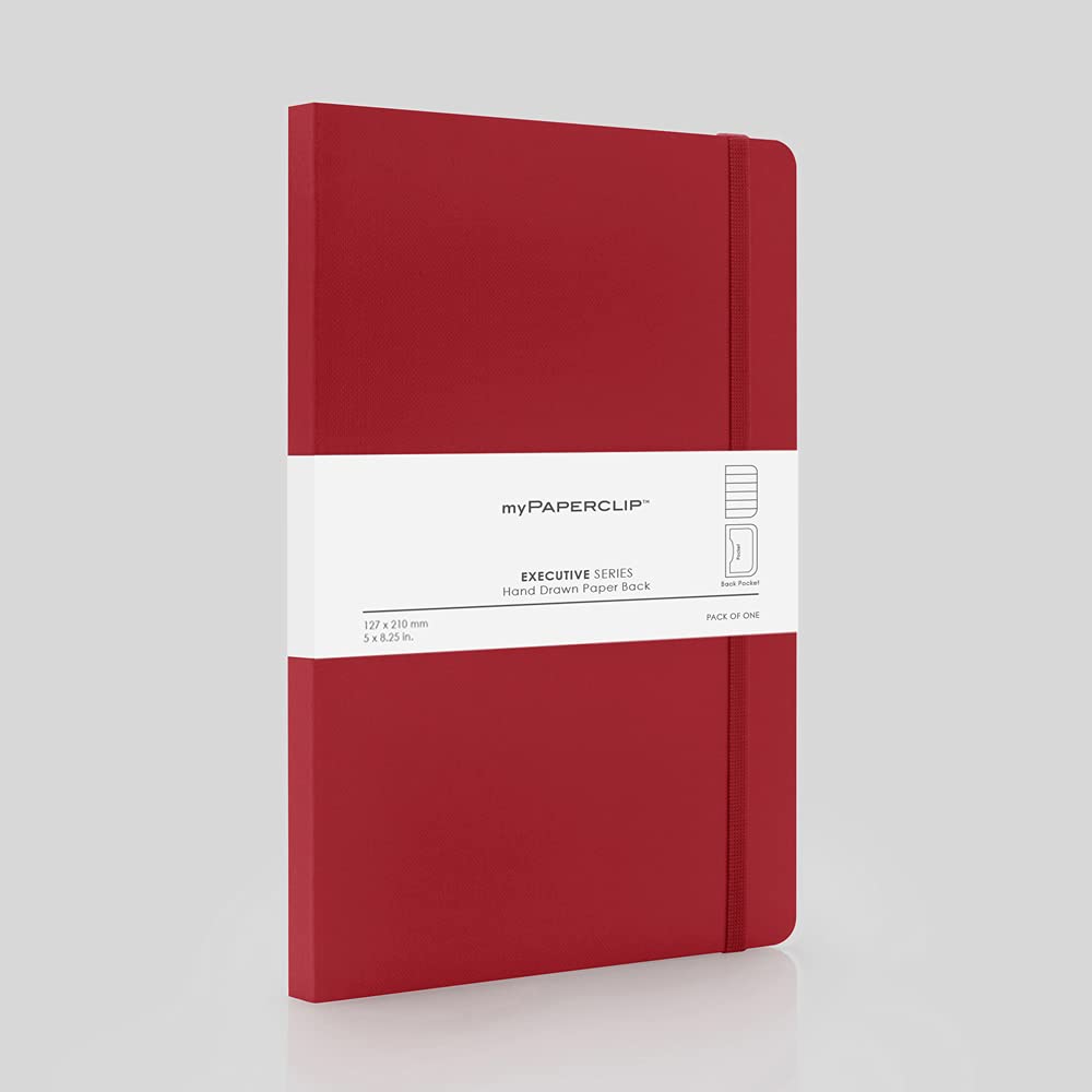 Mypaperclip Executive Series Notebook, Medium (127 X 210Mm, 5 X 8.25 In.) Ruled, Esx192M-R Red