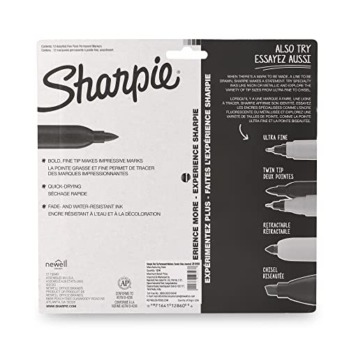Sharpie Fine Tip Permanent Markers, Cosmic Color, Assorted, 12 Markers