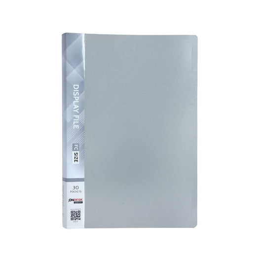 Ondesk Essentials FC Presentation Display Book Plastic File 30 Pockets (Grey, Pack of 2)