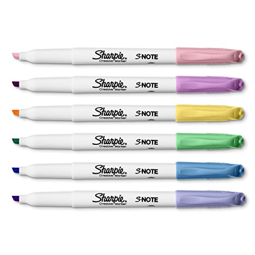 Sharpie S-Note Creative Markers, Chisel Tip,Assorted, 6 Markers