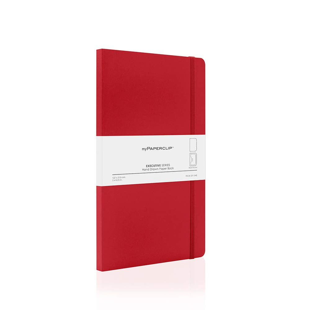 Mypaperclip Executive Series Notebook, Medium (127 X 210Mm, 5 X 8.25 In.) Plain, Esx1925M-P Red