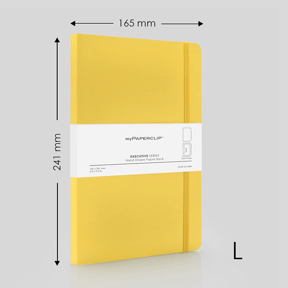 Mypaperclip Executive Series Notebook, Large (165 X 241 Mm, 6.5 X 9.5 In.) Plain, Esx192L-P Yellow