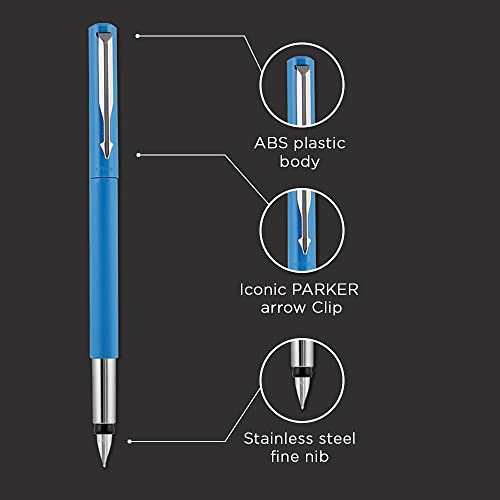 Parker Vector Standard Chrome Trim Fountain Pen - Blue Ink, Pack Of 1
