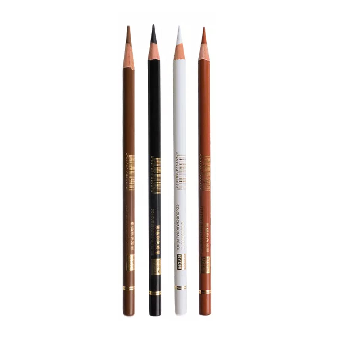 Ondesk Artics Artists' Fine Art Charcoal Drawing Medium Pencil Combo|1Black, 1White, 1Light Brown & 1Dark Brown For Artists', Professionals & Students|Ideal For Drawing, Sketching & Shading|Pack of 4