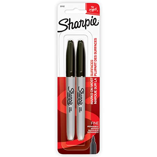 Sharpie Fine Tip Permanent Marker, Black, 2 Markers