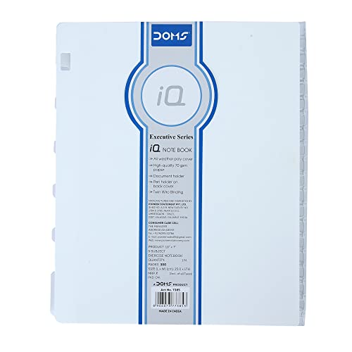 Doms 5 Subject IQ Executive Series Notebook | Ruled | 70GSM | 300 Pages | 25.0 x 17.8 cm | Pack of 1 | For School, College and Office Use