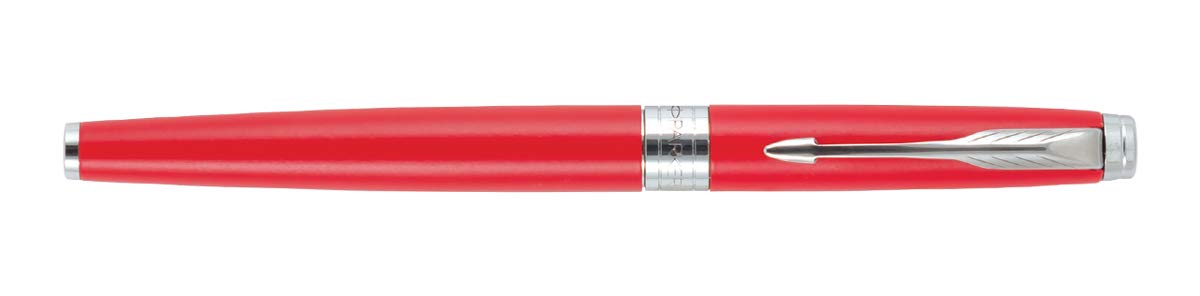 Parker Aster Chrome Fountain Pen | Body Color - Red | Ink Color - Blue